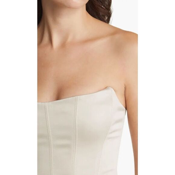 House Of CB Magdalena Corset Strapless Satin Minidress in Magdalena Cream NWT Si - Picture 4 of 11